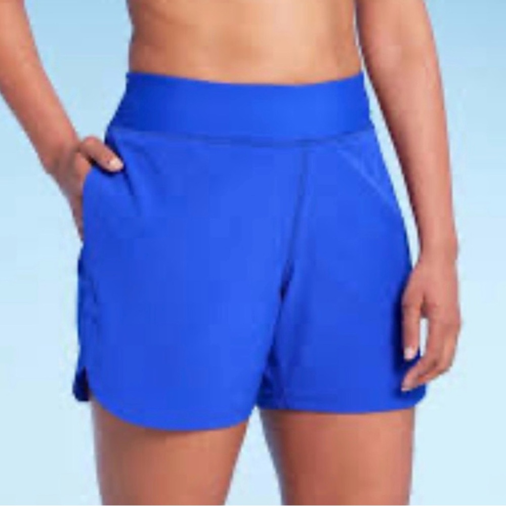 🏖️Lands' End Women's 5” Royal Blue Swim Shorts with Pockets and Liner